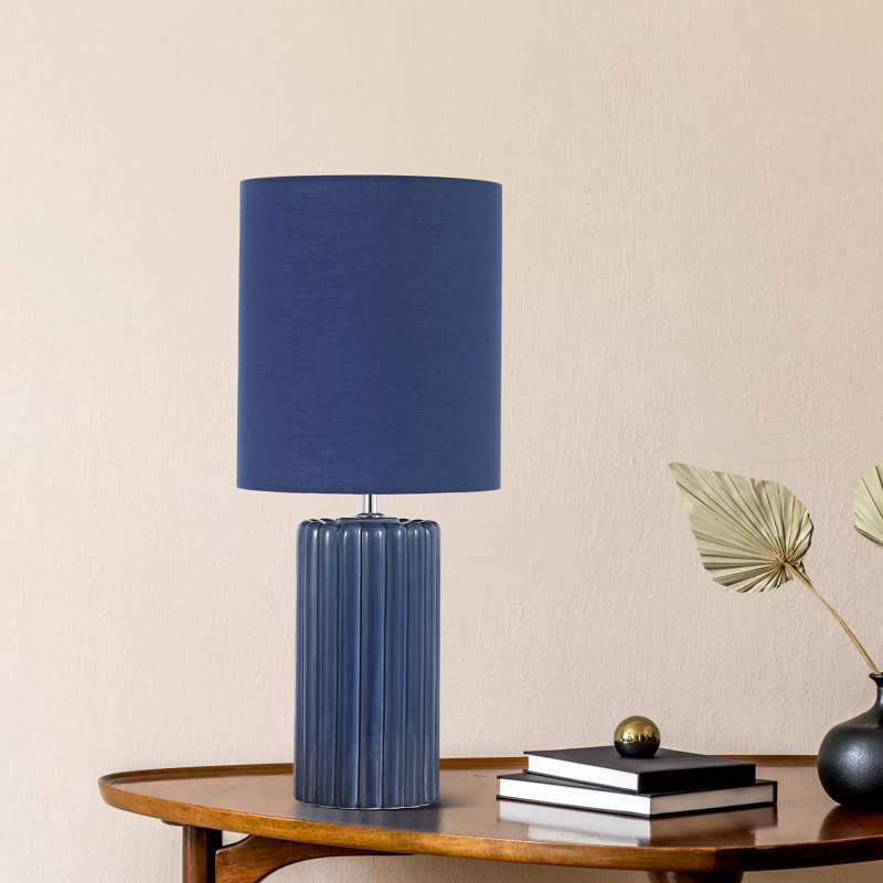 Bracan Ceramic Table Lamp, Navy Blue, 31" H x 22" W x 22" D
