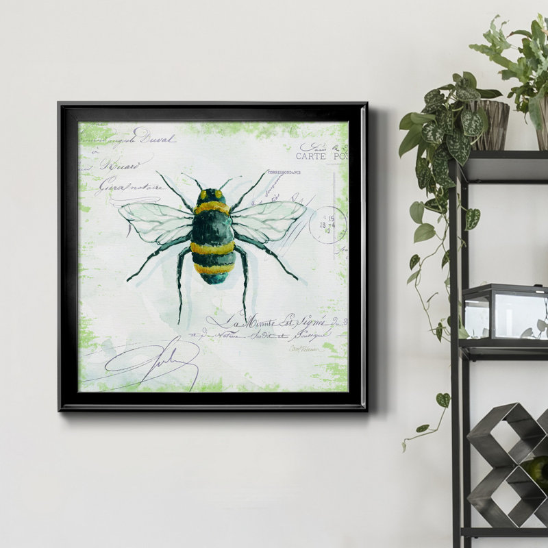 Garden Bee - Peinture sur toile encadrée, Cadre noir, H 30,5 po x l 30,5 po x P 1,5 po