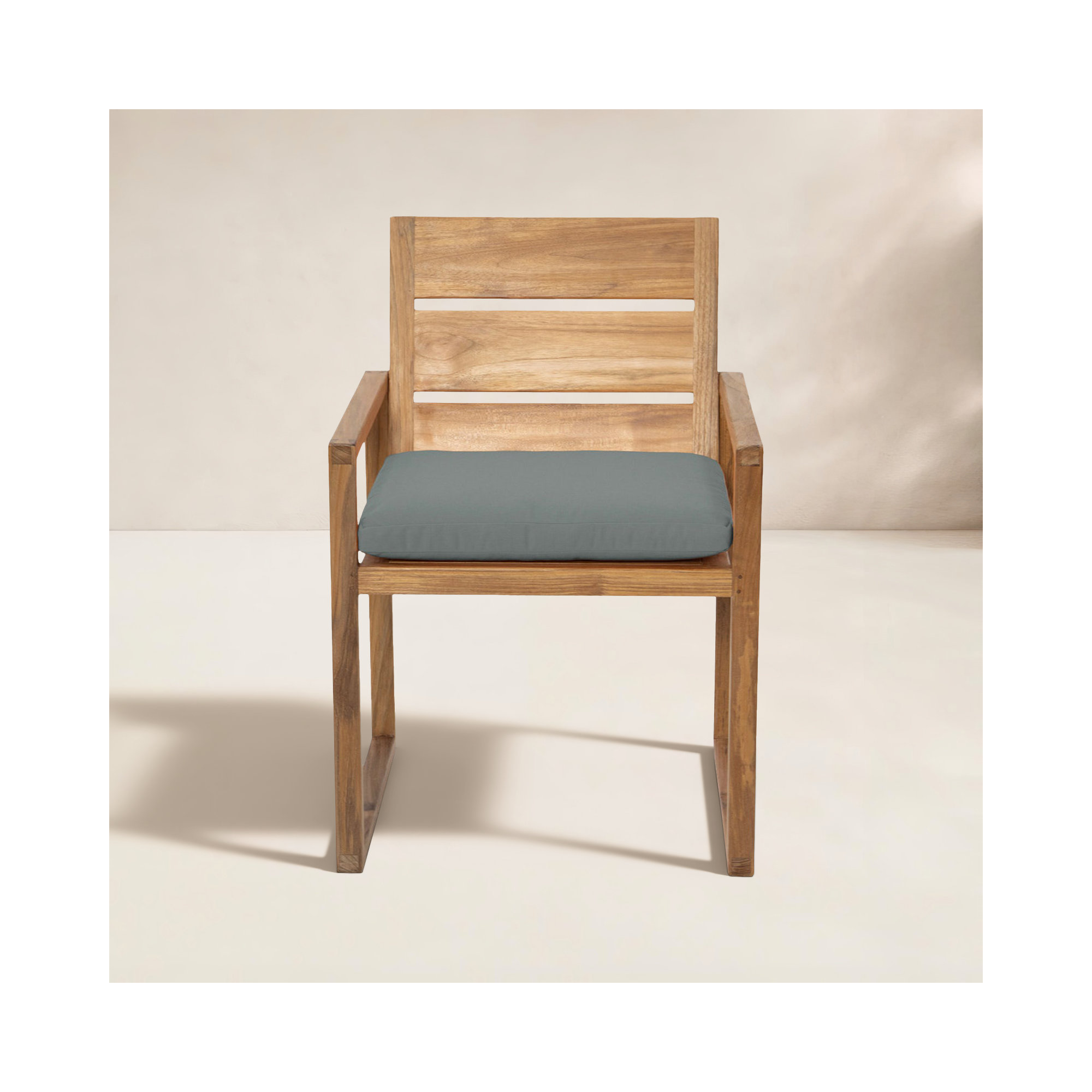 Uvita Teak Patio Dining Armchair with Cushion, Charcoal