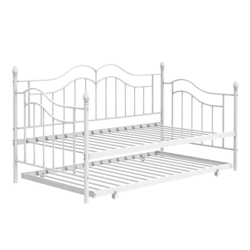Metal Daybed with Trundle, White, Twin