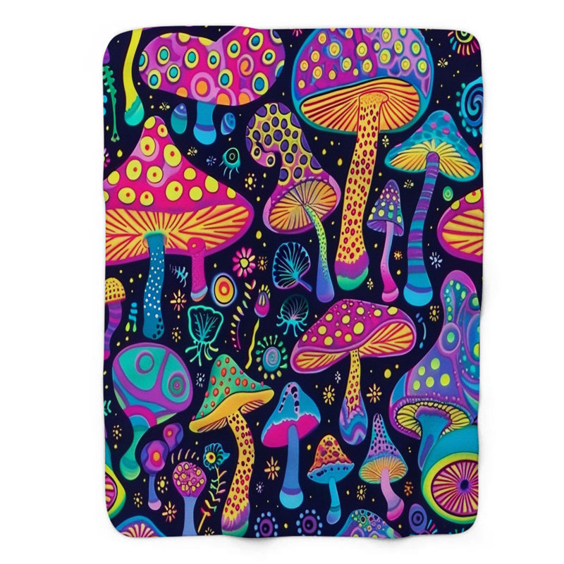 Motif de balise maritime - 1 pièce Sherpa Premium, L 50 po x L 60 po, Vibrant Mushroom Designs