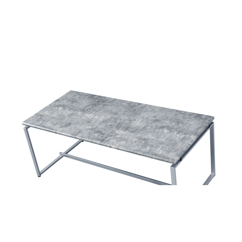 Ensemble de 3 tables basses Aguanga, Imitation béton, Argent