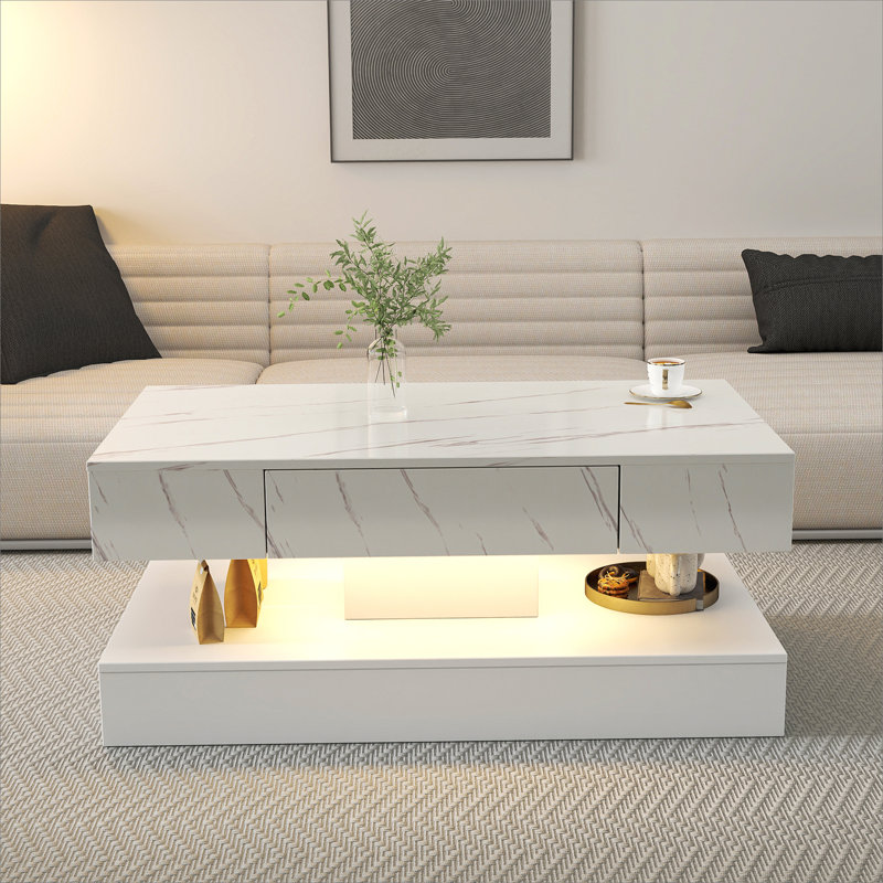 Table basse à DEL ultrabrillante, Blanc