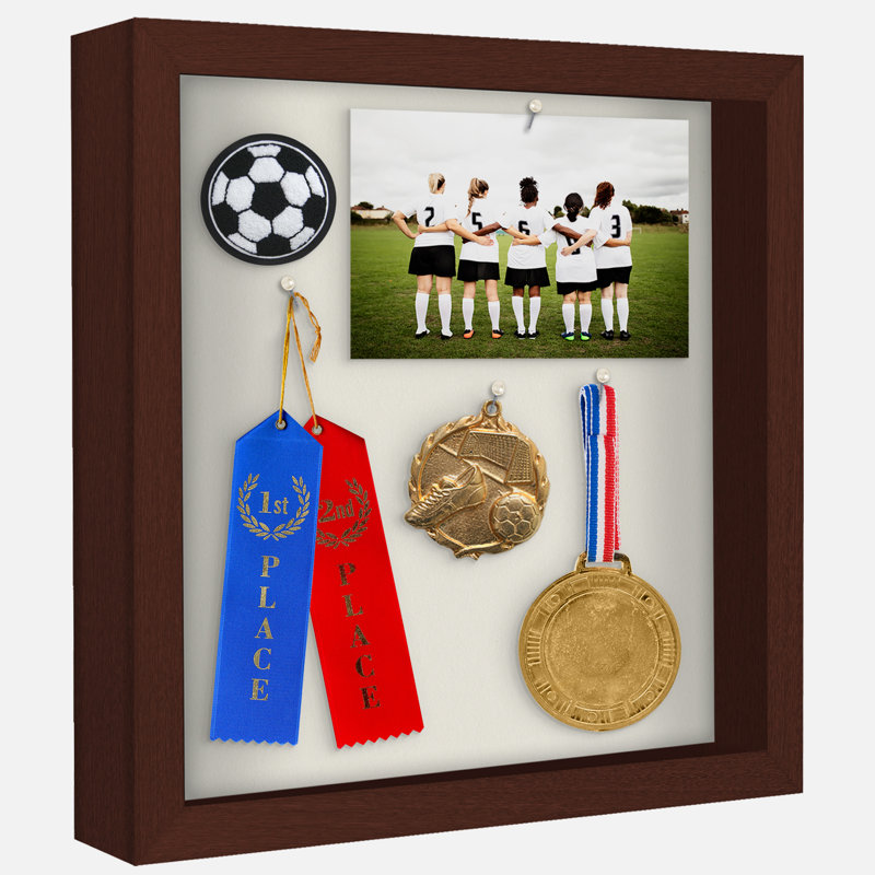 Sturdevant Shadow Box Frame Composite Wood with Glass for Hanging and Tabletop, Mahogany, 11" x 11"