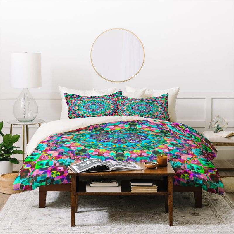 Eclectic Polyester Geometric Shapes Duvet Cover, Twin/Twin XL Duvet Cover + 1 Standard Sham
