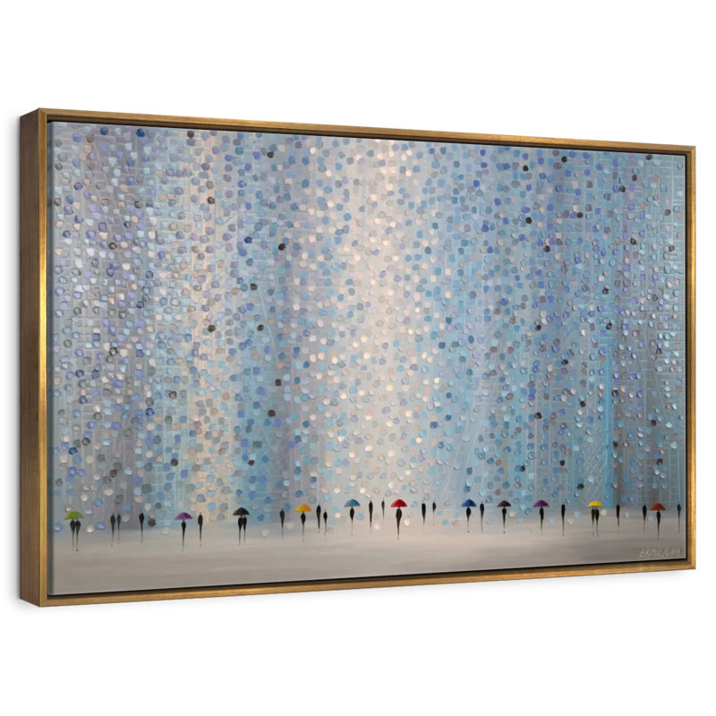 Petits parapluies, 19 po x 13 po, Cadre flottant doré