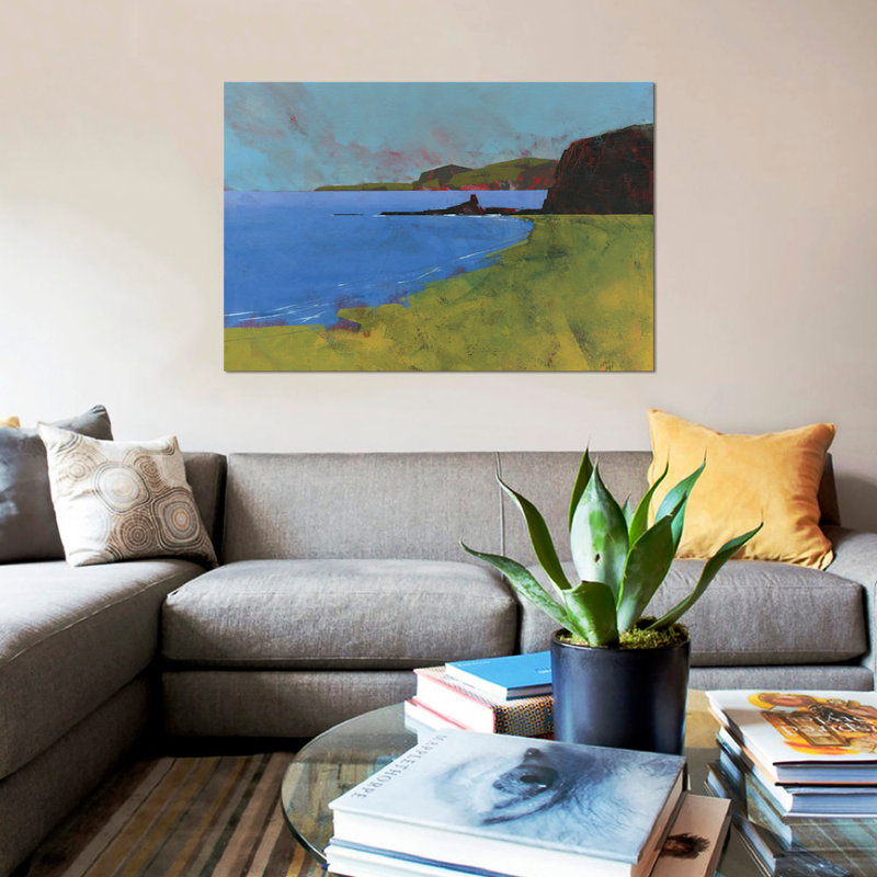 « ceredigion falaises », reproduction sur toile, H 12 po x l 18 po x P 1,5 po, Pas de tapis, Toile tendue
