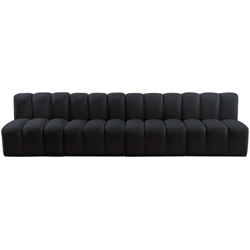 Kirchoffer Upholstered Sectional Reversible, Black Velvet