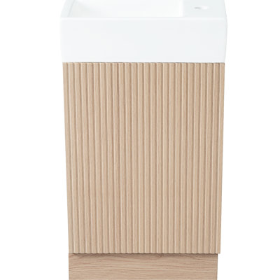 Meuble-lavabo de 18,6 po avec lavabo, armoire à une porte, porte-papier hygiénique, tablette, couleur naturelle, orientation gauche ou droite, matériau