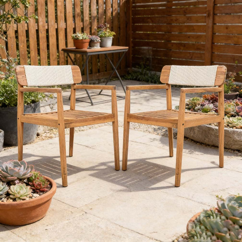 Chaise de patio, Teck, blanc