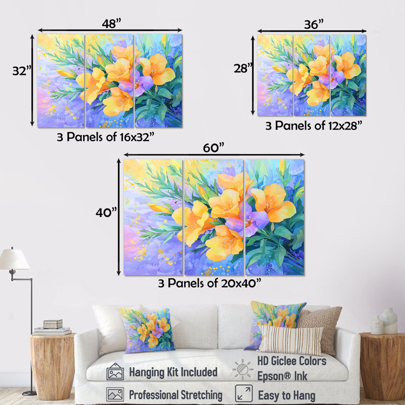 Adasyn - ensemble d'art mural iris, Wrapped Canvas, H 28 po x l 36 po, Ne s’applique pas