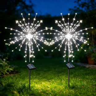 Feux d'artifice d'extérieur à basse tension et à énergie solaire à DEL intégrés pour la décoration de Noël (Ensemble de 2)