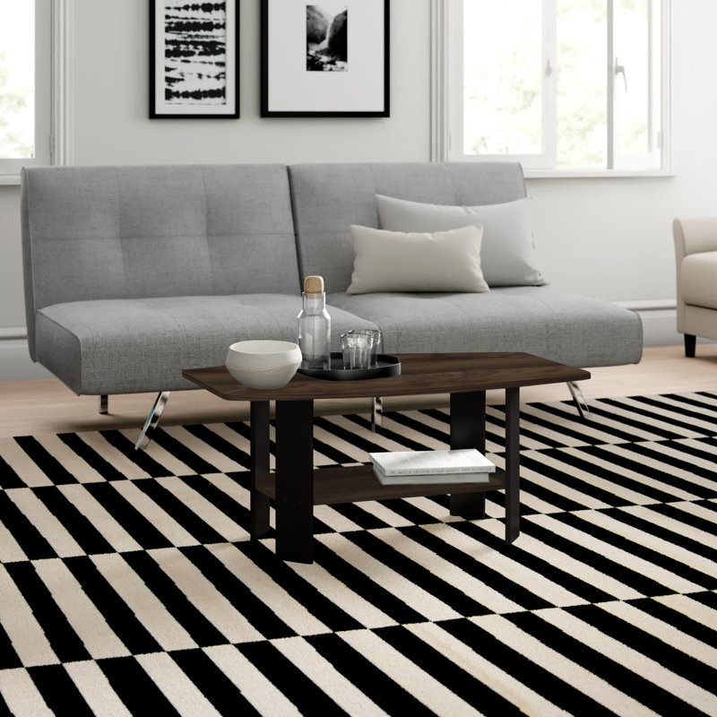 Table basse avec rangement Sarwan, Noir, Noyer