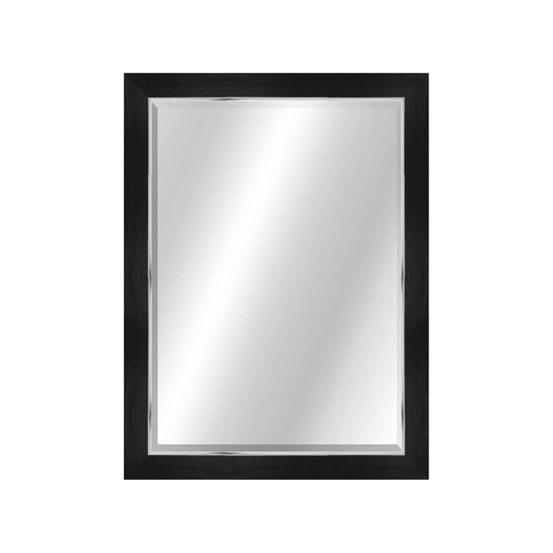 Town & Country Rectangle Solid Wood Beveled Wall Mirror, Black/Silver, 41.5" x 29.5"