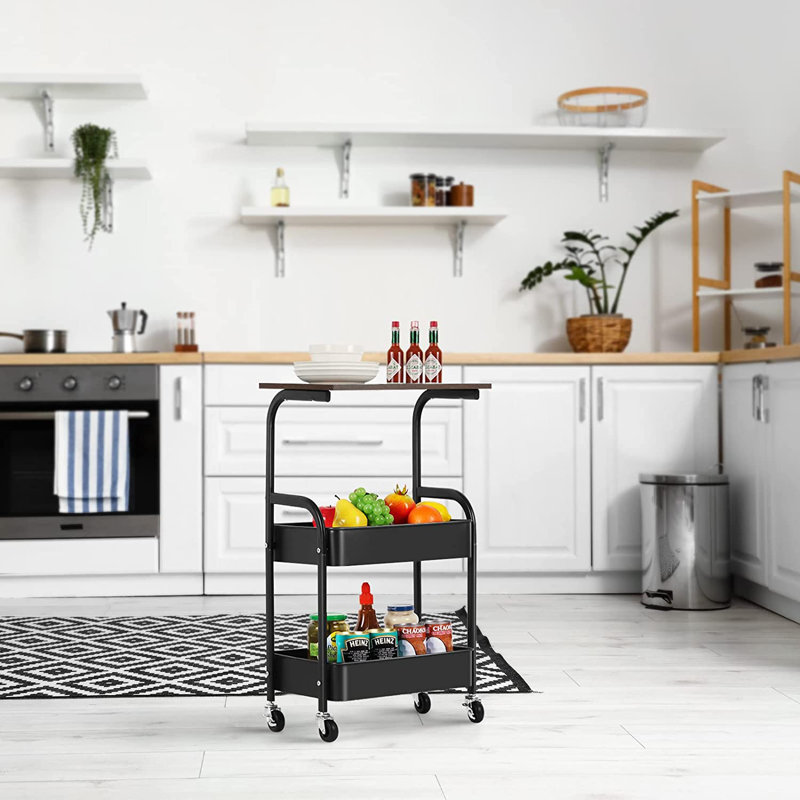 30'' H x 16.54'' W Utility Cart with Wheels, Black