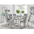 Edzard Minimalist Style Chrome and Marble Effect Dining Table Set with 6 Luxury Velvet Dining Chairs