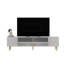 Meuble télé Catena, blanc et or, 59,1 po x 19,0 po x 11,6 po Catena | Panneau de particules enduit 100% mélamine, conception murale, forme géométrique élégante | Parfait pour le salon et les espaces de divertissement, élégant et fonctionnel-108199816