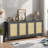 Retro Sideboard With 4 Rattan Doors And Adjustable Shelves