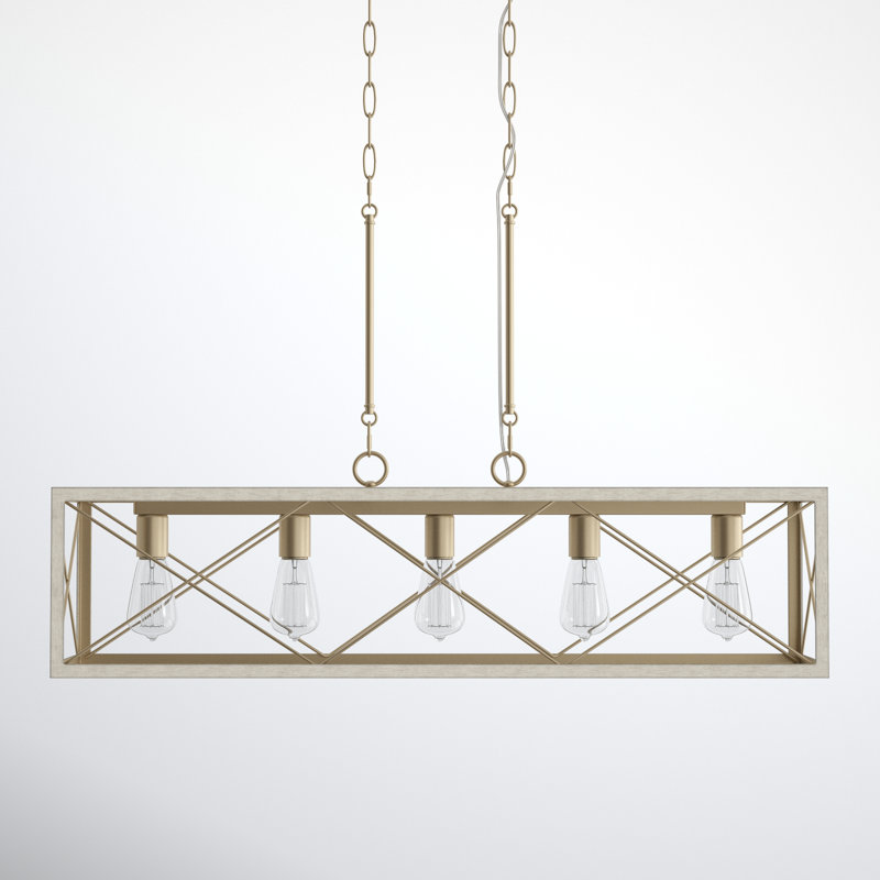 Lustre linéaire à 5 lumières pour îlot de cuisine Darlington, Frêne français
