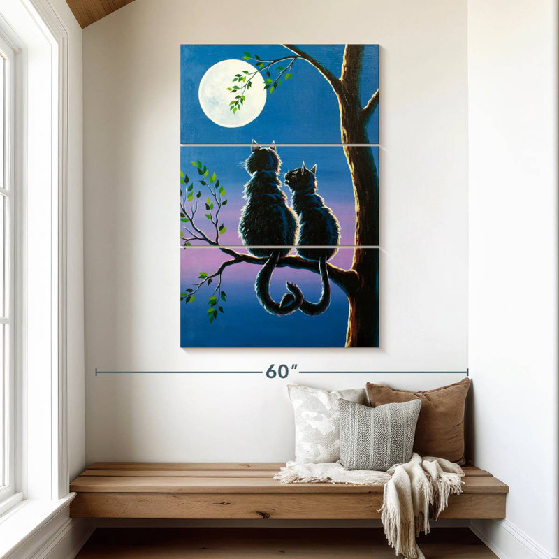 Couple de chats Hardie au clair de lune, H 50 po x l 32 po