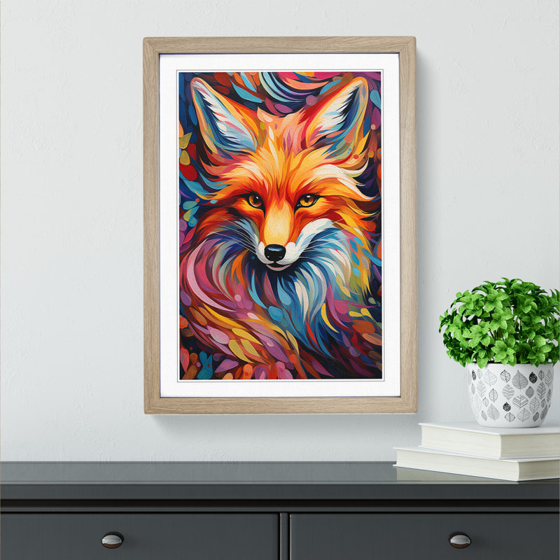 Fox Orphism No.2 - Framed Print, 46cm H x 34cm W, Oak Framed