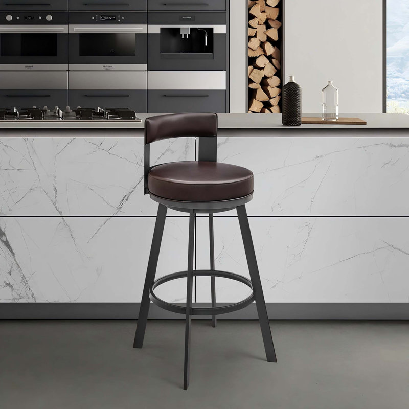 Tabouret de comptoir pivotant moderne avec confort rembourré, Brown/Black