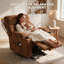Electric Power Massage Heated Recliner Swivel Rocking Reclining Chair with USB Type C and Cup Holders (Brown)-359495563