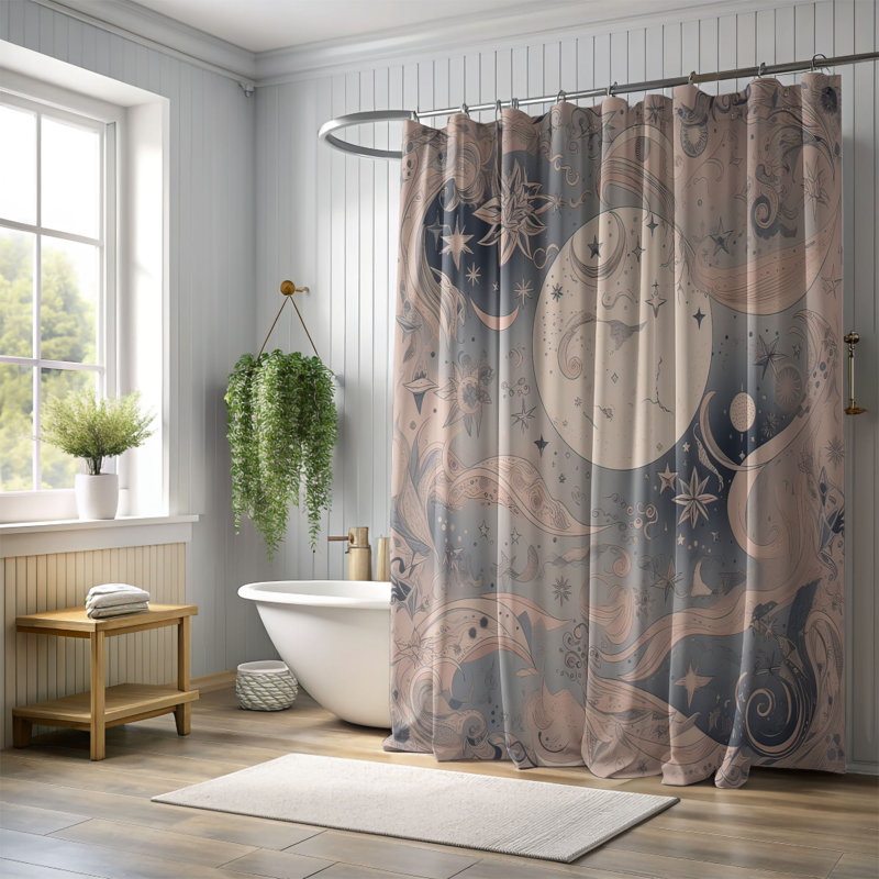 Rideau de douche standard 1 pièce Lunar Dream, H 74 po x l 71 po