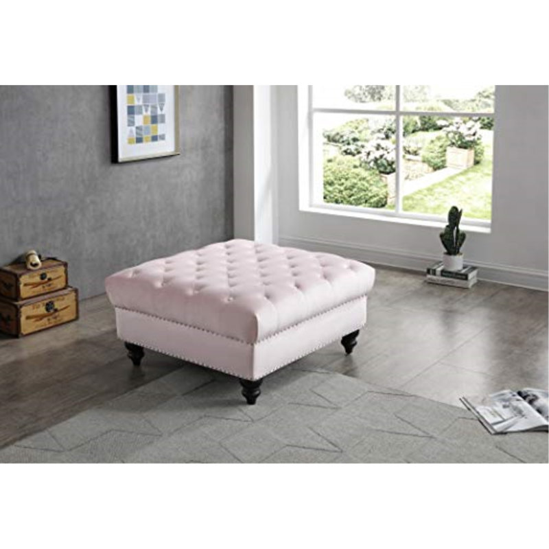 Blagdon Velvet Ottoman, Pink