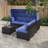 Outdoor Daybed With Canopy, Convertible Patio Sofa Set With Lifting Table, Uv-Proof Wicker Conversation Furniture With Ottoman