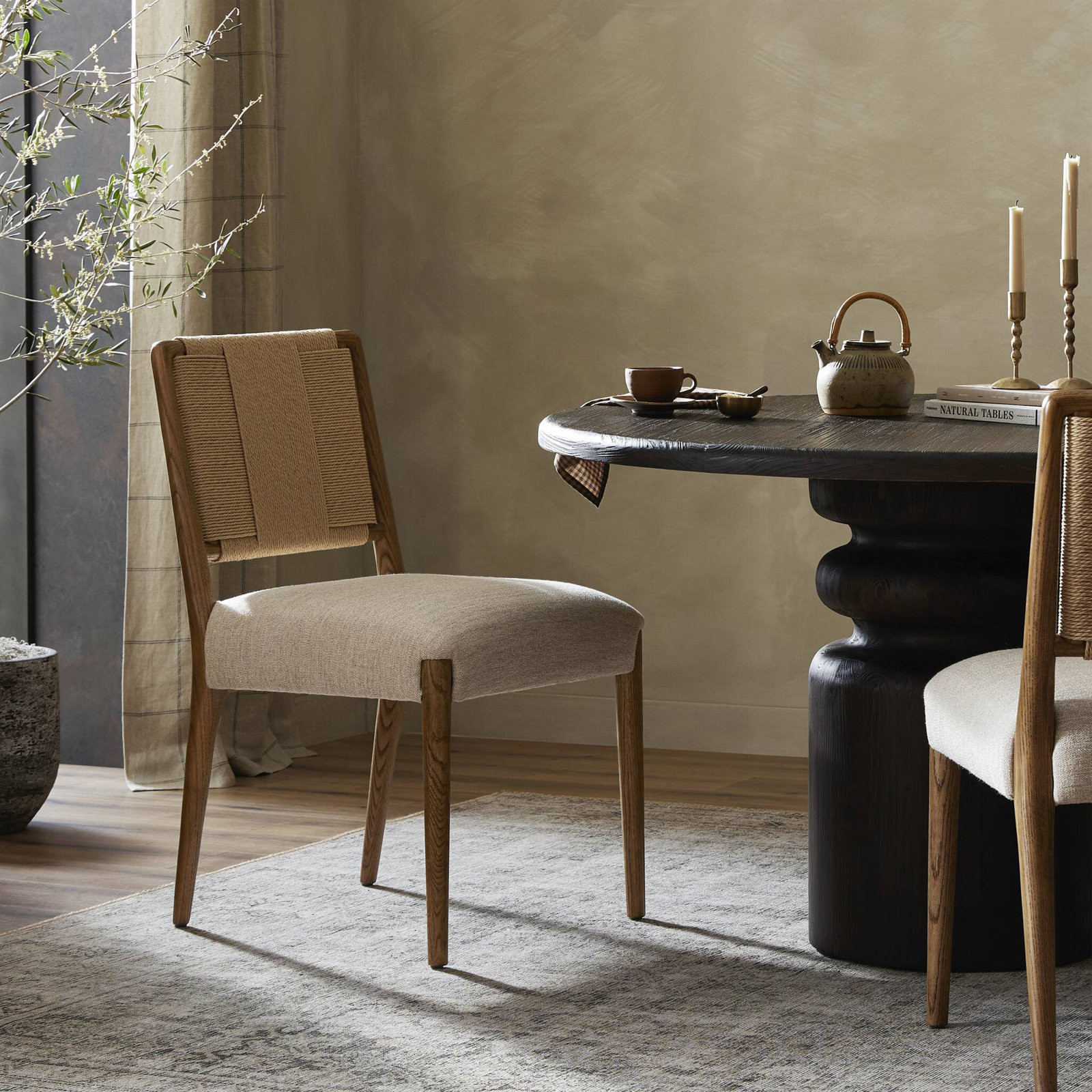 Betha Linen Oak Dining Chair, Alcala Wheat, Tan Ash