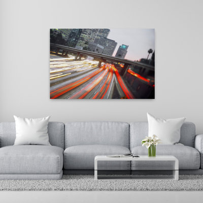 Usa, California, Los Angeles, Freeway Traffic In Los Angeles City Abstract Contemporary City Wall Art