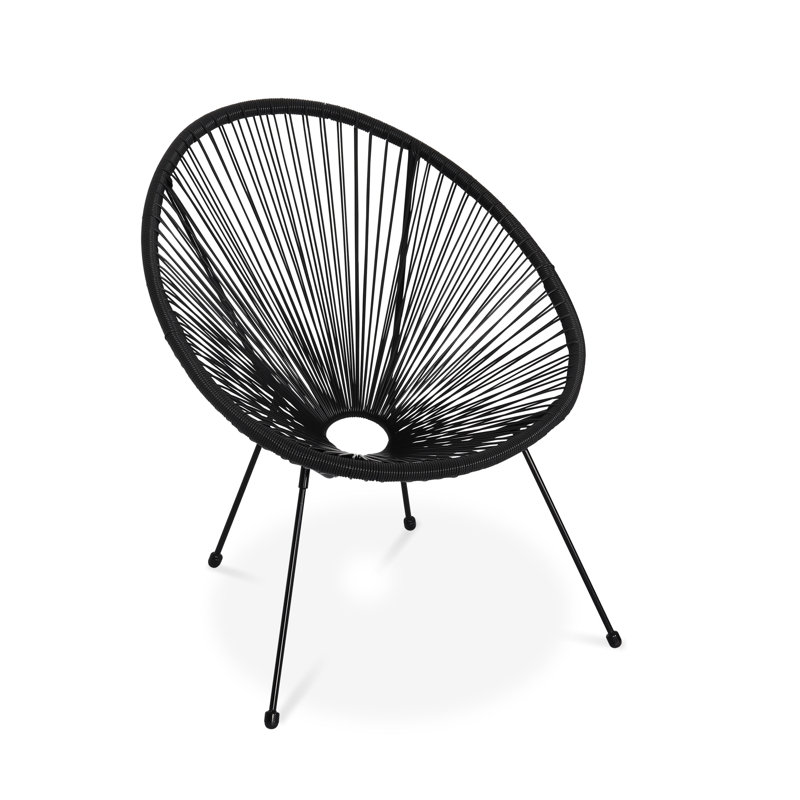Lemeiux Patio Dining Armchair with Cushion, Black