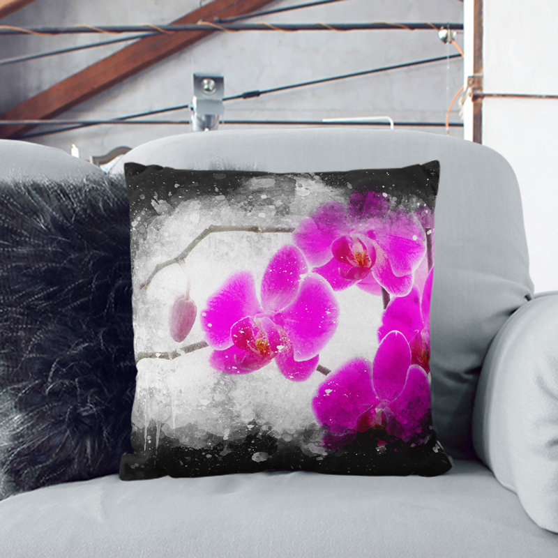Orchid Flowers Vol.2 Square Throw Cushion, White, 55cm H x 55cm W x 20cm D