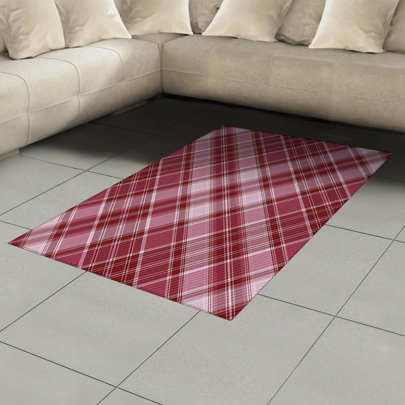Checkered High Density Long Fiber Poly Threads Decorative Area Rug Carpet, Rectangle 4' x 5'8"