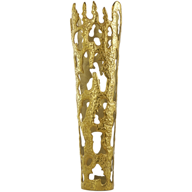 Moderna Aluminum Floor Vase Jar, Gold