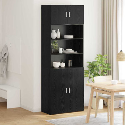  Storage Cabinet Black Oak 80 X 42.5 X 225 Cm Engineered Wood