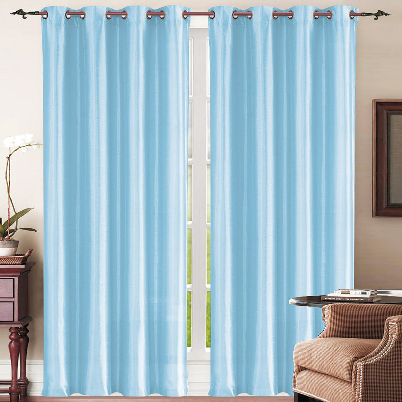 Ensemble de rideaux semi-transparents avec œillets Mira, Bleu clair