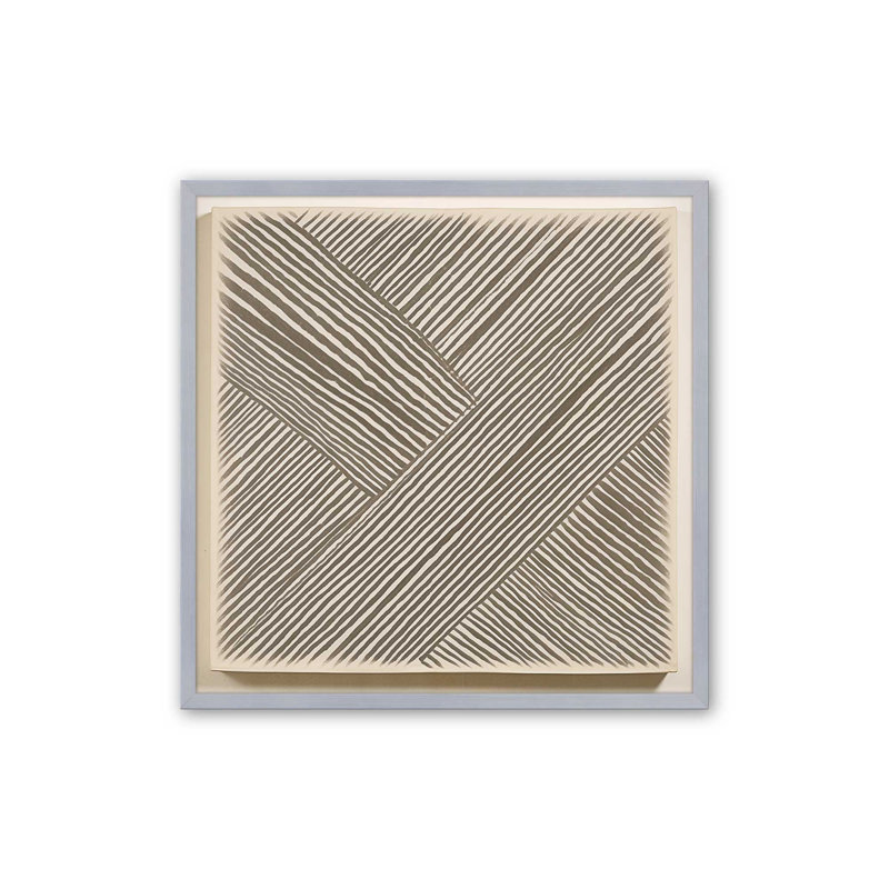 Illusion linéaire moderne III, Cadre simple en chrome poli poli, H 13,75 po x l 13,75 po