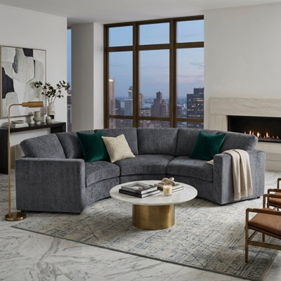 109.4'' Curved Modular Sectional Sofa, 3 Seat Semi Circular Chenille Couch with Deep Seating, Modern Round Sofa with Soft Upholstery, Contemporary Conversation Sofa for Living Room & Apartment