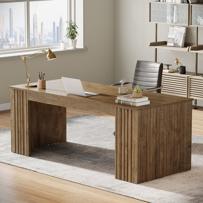Bureau moderne de 63 pouces, bureau en bois