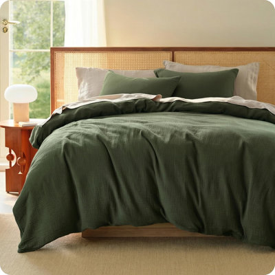 Bedsure Muslin Duvet Cover King Size - 100% Cotton 3-Layer Gauze Beding Set