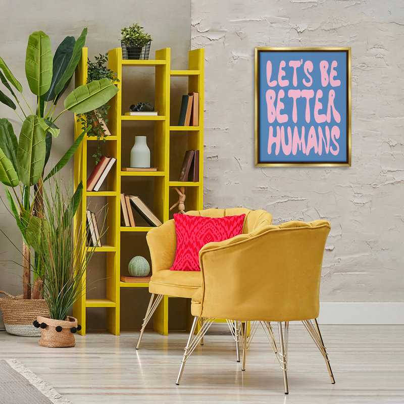 Cadre flottant Let's Be Better Humans, design par House of Lulu, H 21 po x l 17 po, Cadre flottant métallique doré