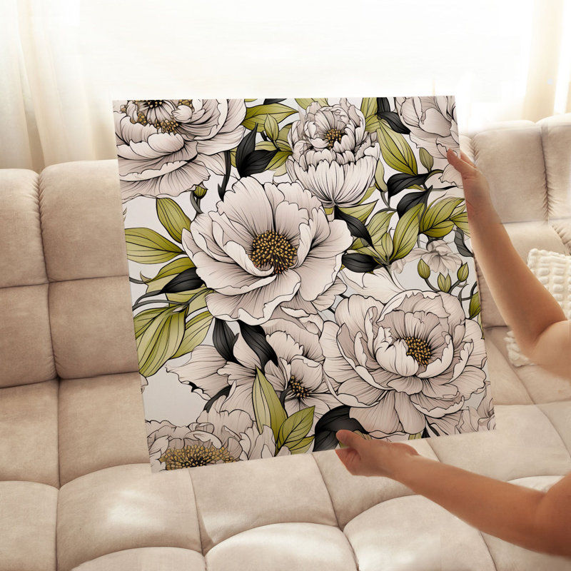 «Floral Luxe Pe pivoine V», reproduction d'art moderne sans cadre, H 24 po x l 24 po