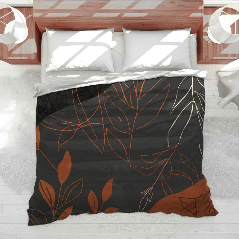 Abstract Floral Modern Microfiber Duvet Cover, Queen Duvet Cover