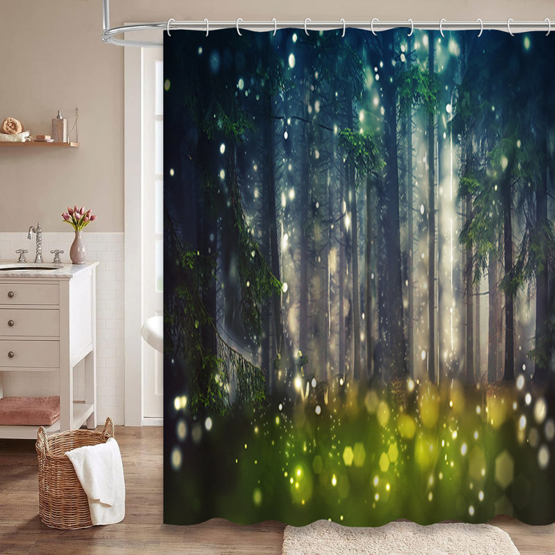 Rideau de douche à 12 crochets Forest, L 72 po x l 84 po
