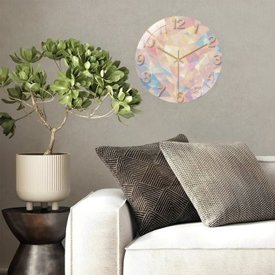 Gemstone Clock Face Art - 12'' Modern Glass Wall Clock