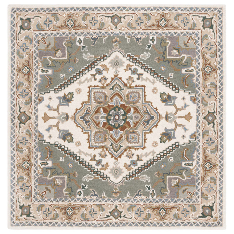 Ivory Hand-Tufted Wool Rectangular Traditional Rug
