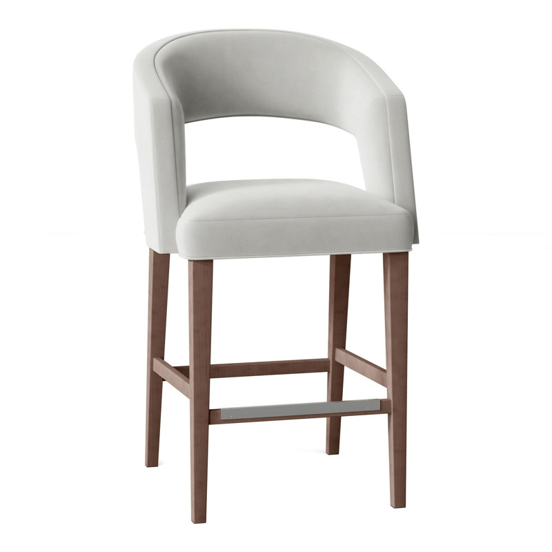Bryant Upholstered Stool with Solid Wood Frame, Walnut, Perigold Willa Bark