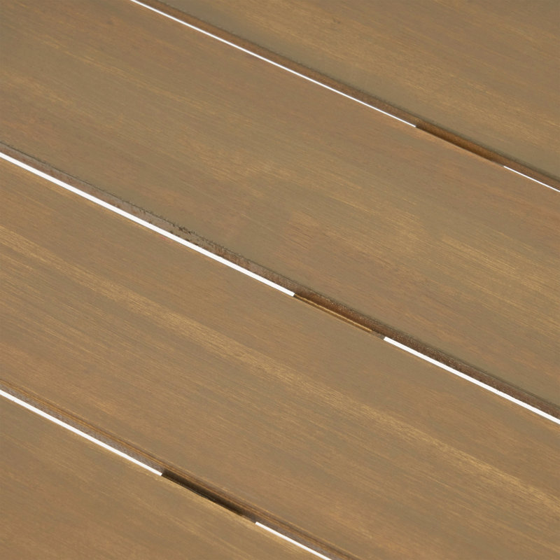 Table de salle à manger d'extérieur en bois d'acacia, gris / métal rustique